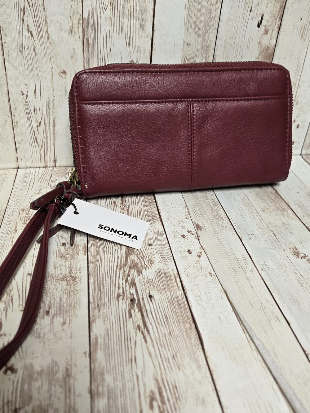 Sonoma Goods For Life Elowen Double Zip Wristlet Ruby Wine RFID NWT